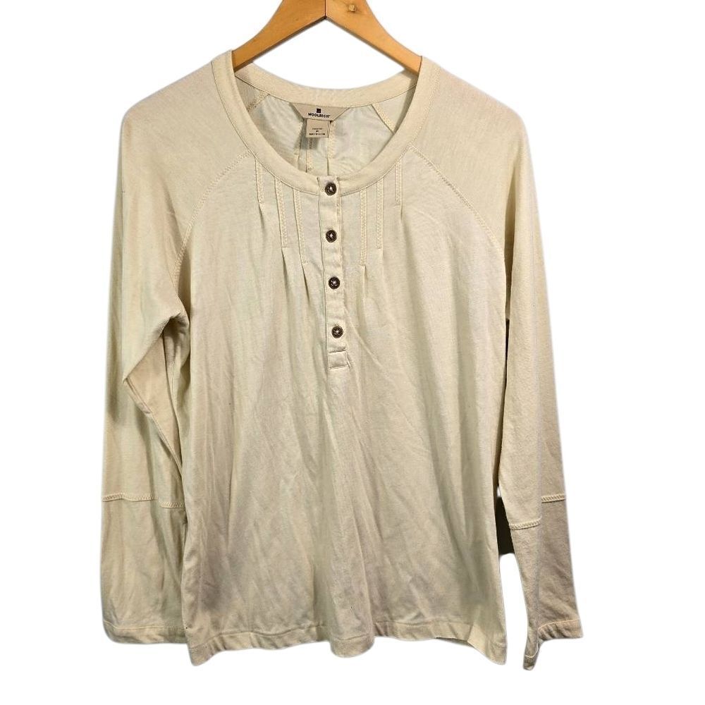 Woolrich Women’s Beige Henley Top Long Sleeve Size M
